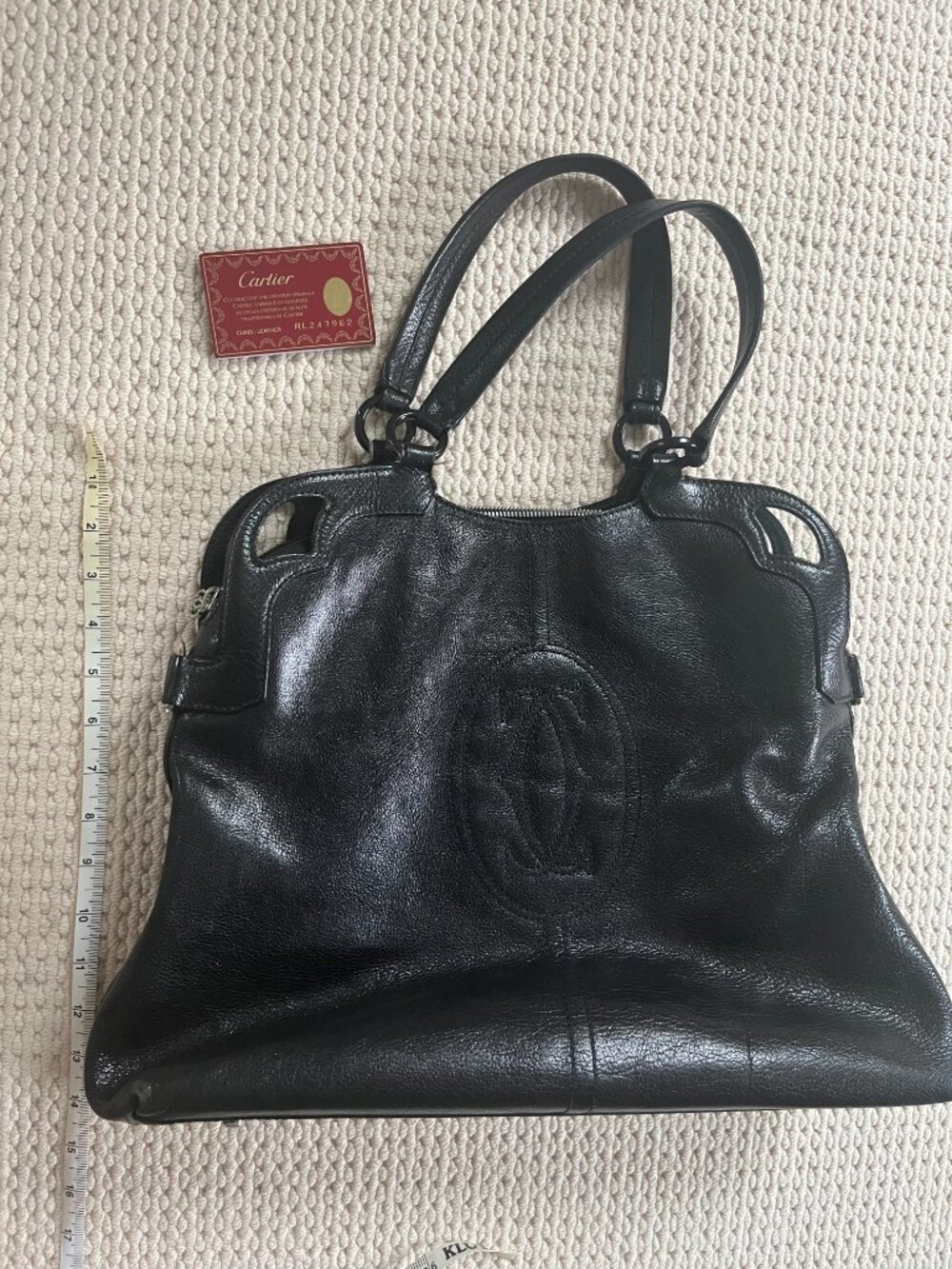 Black Cartier Leather Tote Bag